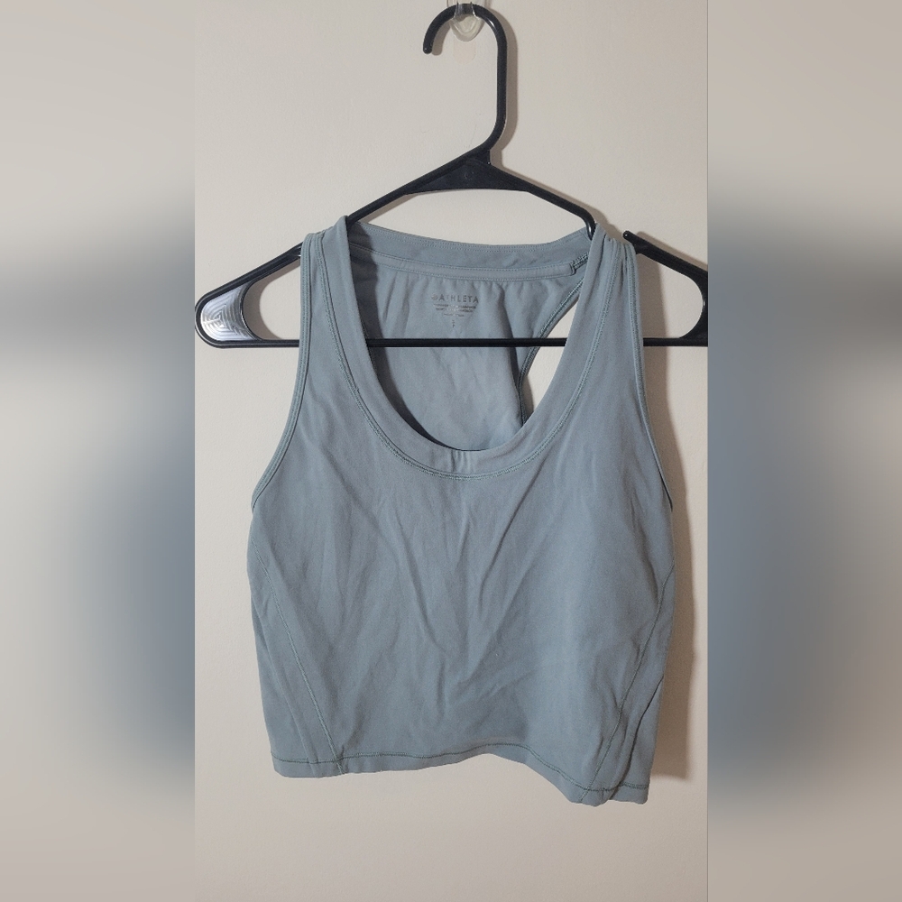 Athleta Green Cropped Workout Tank, Size Small